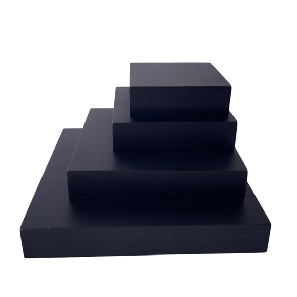Pack of 5 - Square Wood Bases, size 3"x3"x0.75" - Color Black Matte - Picture 1 of 16